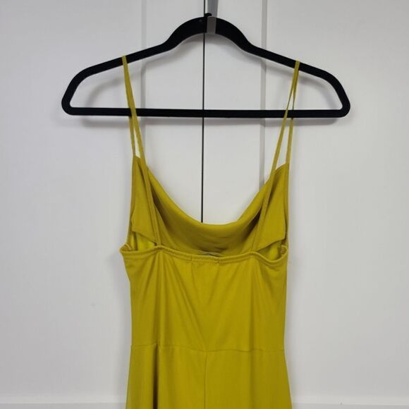 Pretty little things chartreuse mesh strappy cowl neck ruched skirt midi dress - Picture 10 of 12